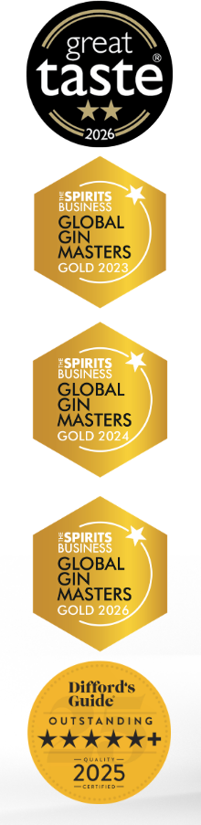 Great Taste 2026, Gin Masters Gold 2023, 2024 and 2026, and Difford’s Guide Outstanding 2025