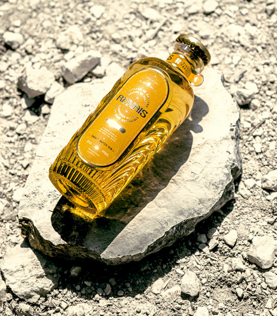 Renais bottle on rock